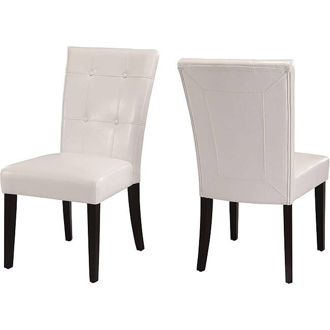 Button-tufted White Parsons Chair (Set of 2)