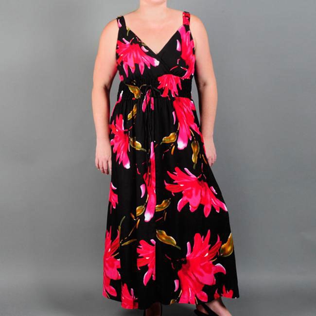 Mlle Gabrielle Women's Plus Size Tropical Maxi Dress - Free Shipping On ...