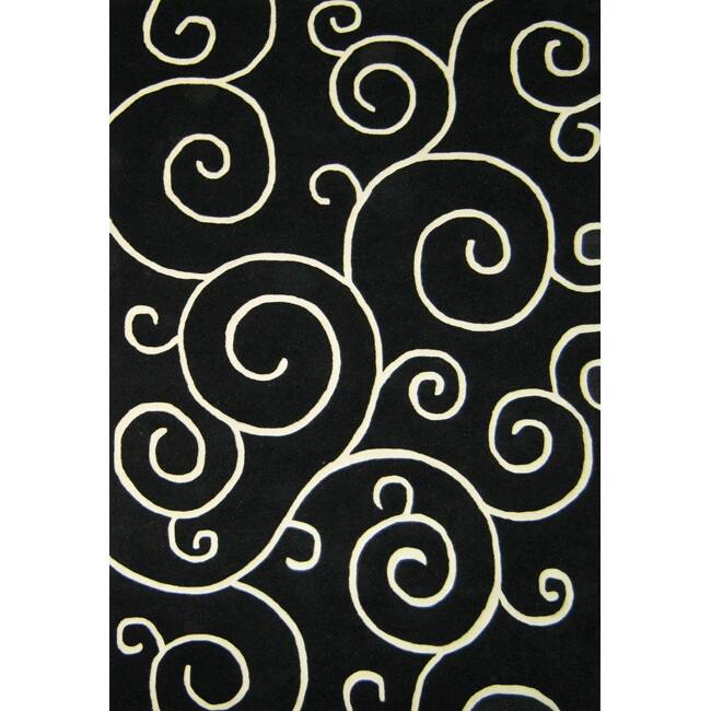 Alliyah Handmade Black New Zealand Blend Wool Rug - 4' x 6'