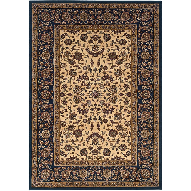 Beige/ Navy Oriental Rug (53 x 77)  