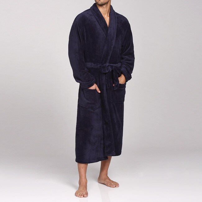 Perry Ellis Men's Navy Comfy Robe - Overstock™ Shopping - Big Discounts ...