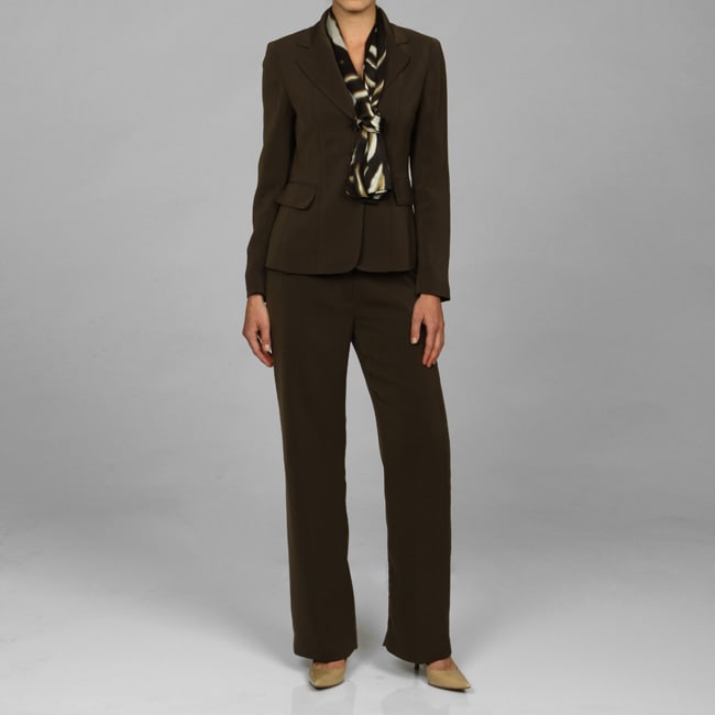 Kasper Women's 2-button Crepe Jacket with Scarf Pant Suit - 13013327 ...