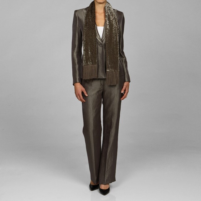 Kasper Women's 1-button Hammered Satin with Scarf Pant Suit - 13013329 ...