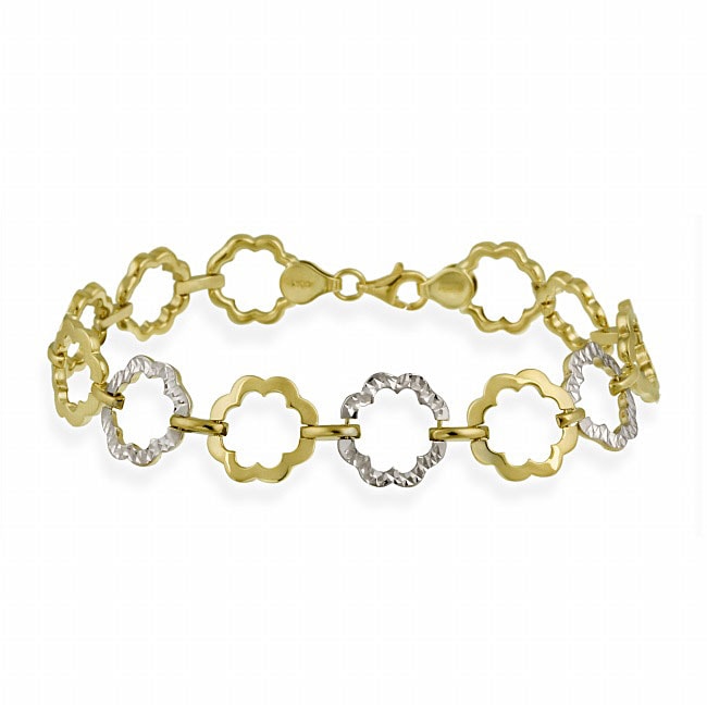 10k Two tone Gold Flower Link Bracelet Today $176.99 