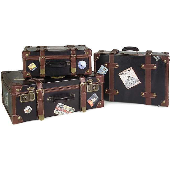 Set Of 3 Passport Labeled Decorative Suitcases