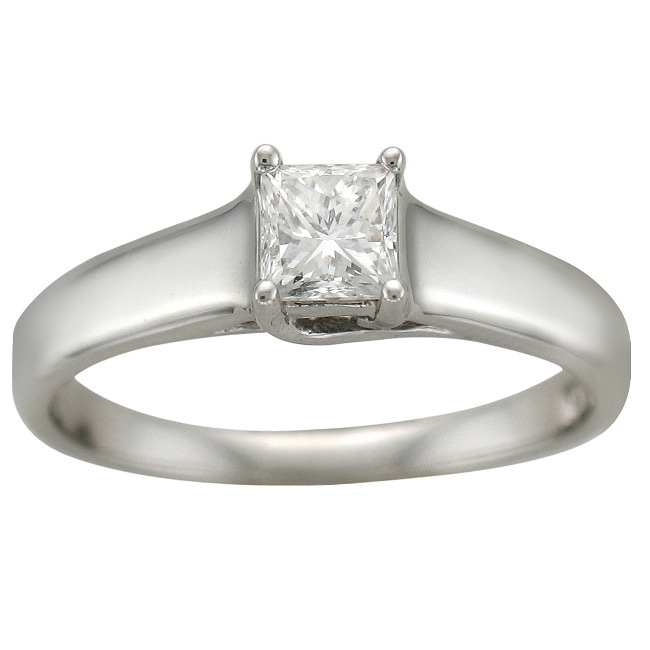 14k White Gold 1/4ct TDW Certified Diamond Engagement Ring (H I, I1 