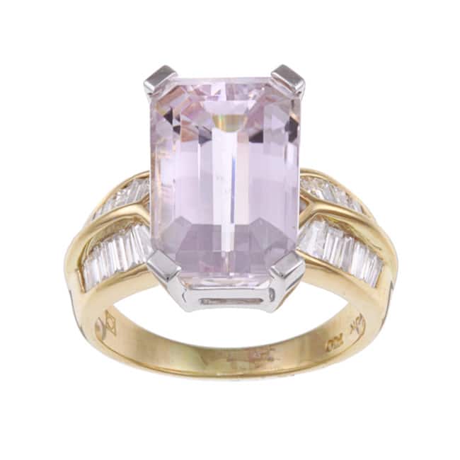 Kabella 18k Yellow Gold Kunzite and 7/8ct TDW Diamond Ring (H-I, I1-I2)