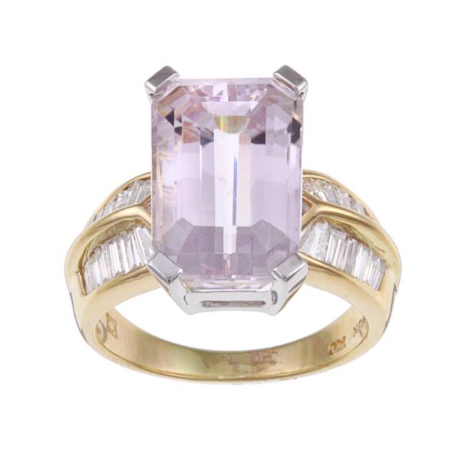 Kabella 18k Yellow Gold Kunzite and 7/8ct TDW Diamond Ring (H-I, I1-I2)