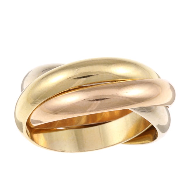 Cartier 18k Tricolor Gold Trinity Ring (Size 8)