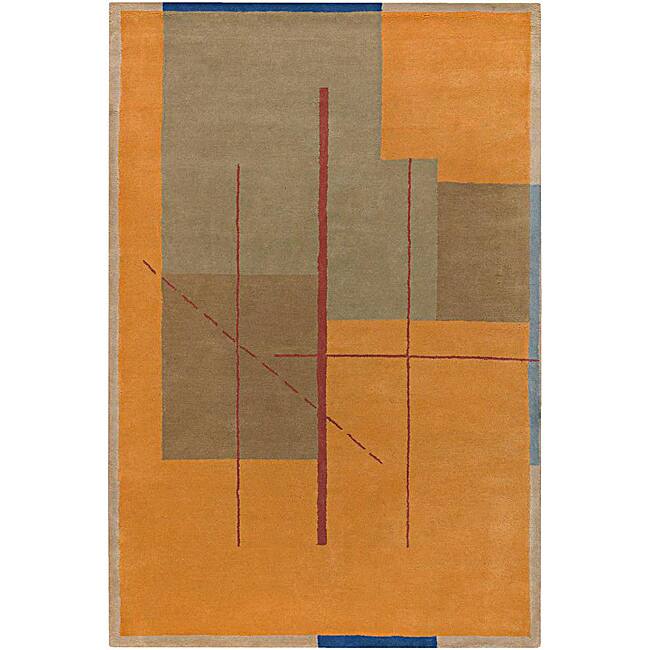 Hand-tufted Mandara Orange Wool Rug (7'9 x 10'6)