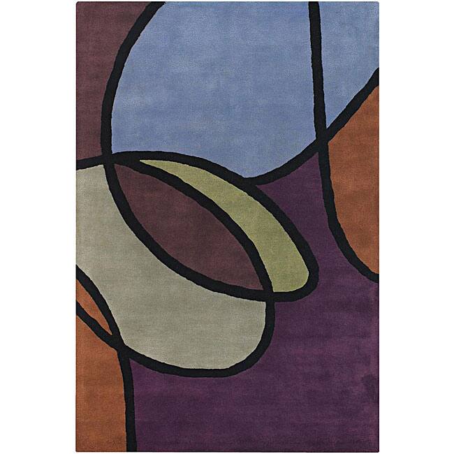 Hand-Tufted Modern Abstract Mandara Wool Rug (7'9 x 10'6) - multi