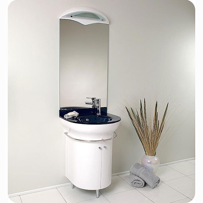 Fresca Calmo 24 inch White Modern Mirrored Bathroom Vanity