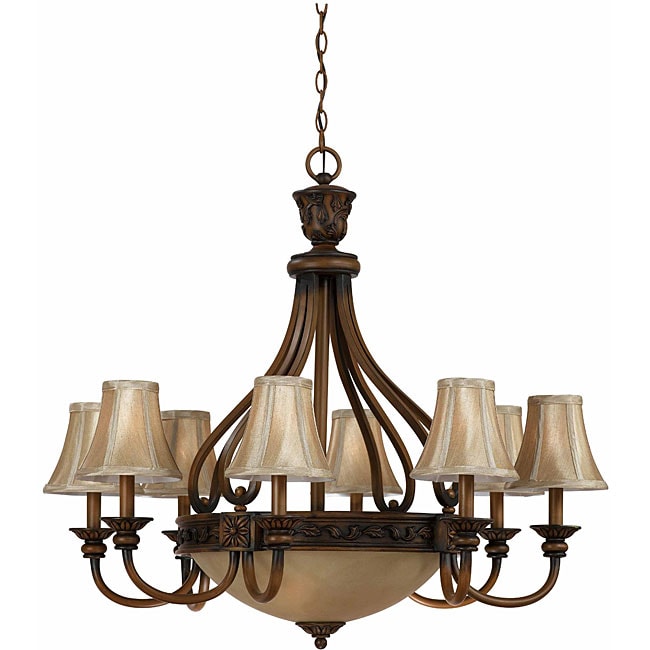 Vintage 8 light Weathered Teak Chandelier  