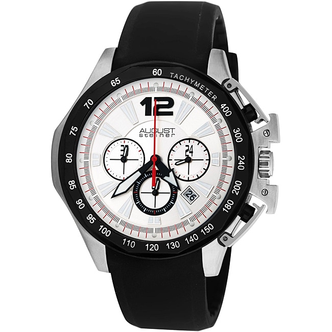 August Steiner Mens Stainless Steel Chronograph GMT Watch
