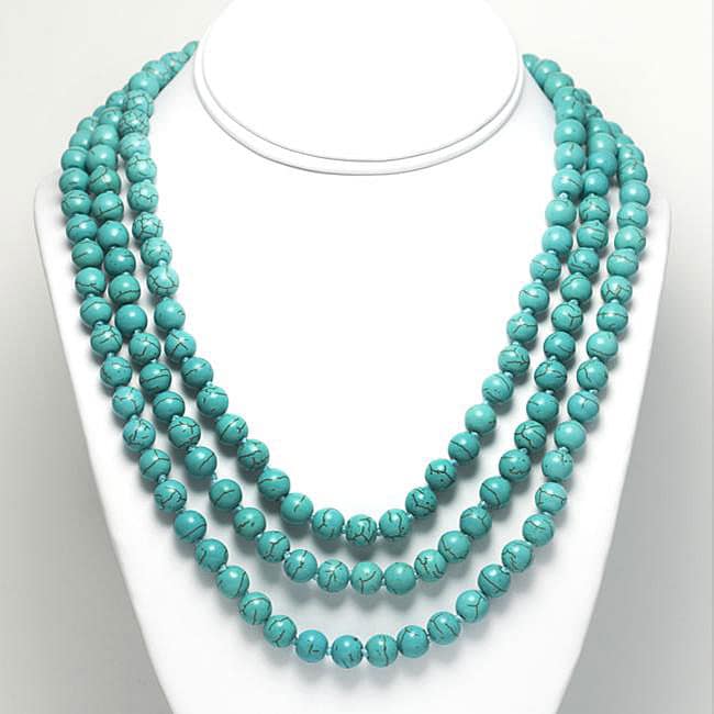 Dyed Magnesite Bead 60 inch Endless Necklace  