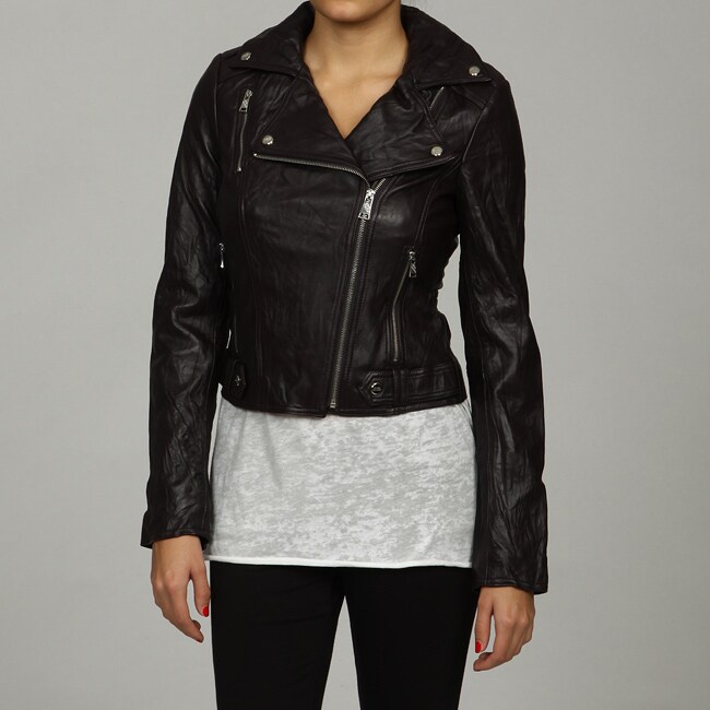 Steve Madden Leather Moto Jacket - Overstock™ Shopping - Top Rated ...