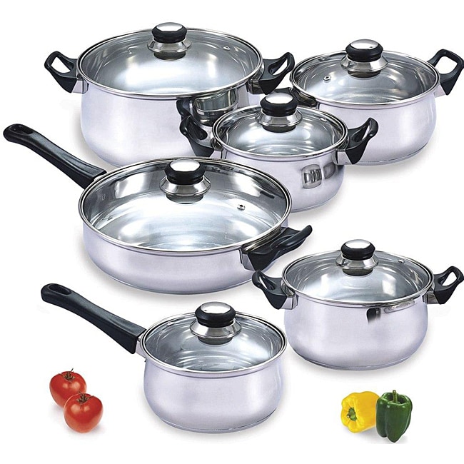 Stainless Steel 12 piece Cookware Set  