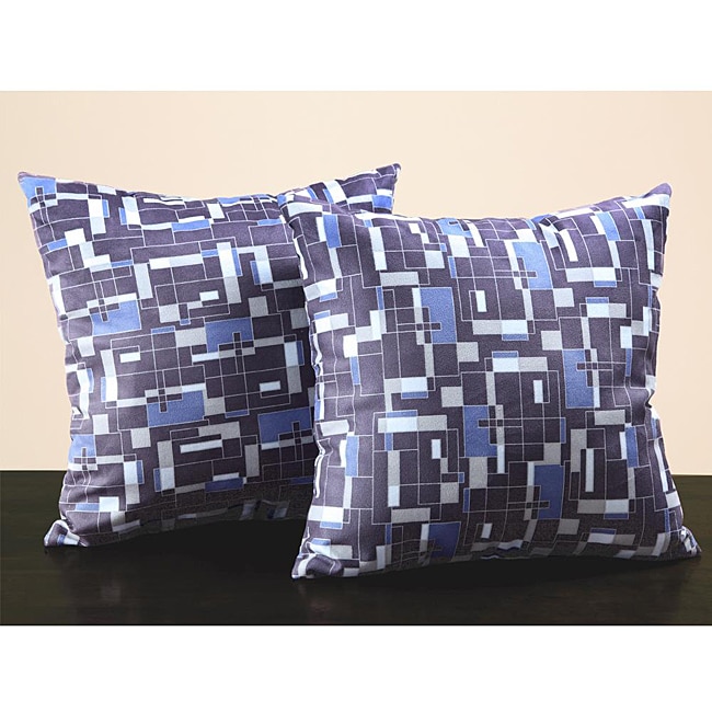 Geometric 18 inch Dark Blue Throw Pillows (Set of 2)  