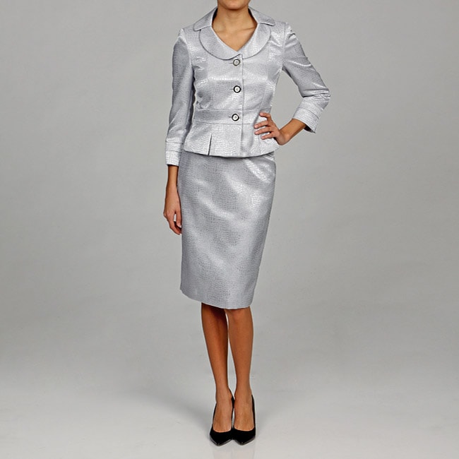 Tahari ASL Women's Silver Embossed Skirt Suit - Free Shipping Today ...