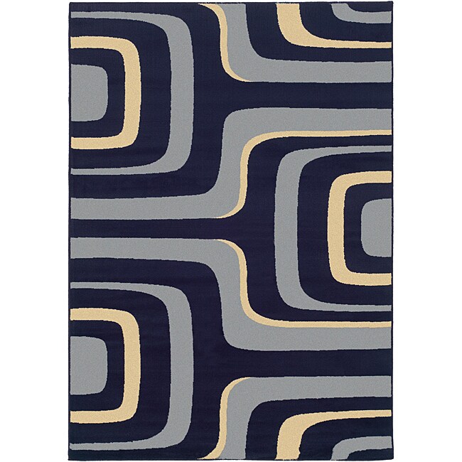 Shop Navy Abstract Rug 7'10 x 10'10 Free Shipping Today Overstock