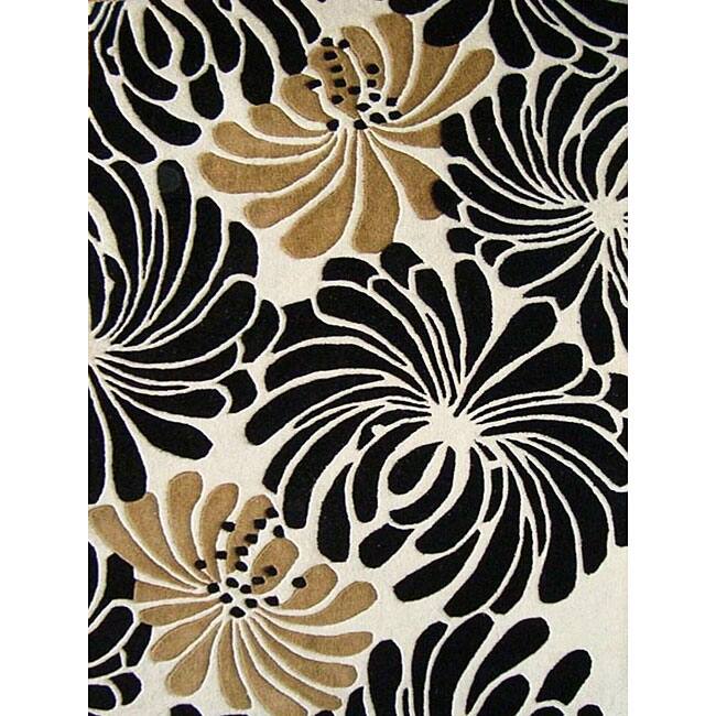 Alliyah Handmade Beige New Zealand Blend Wool Rug - 4' x 6'