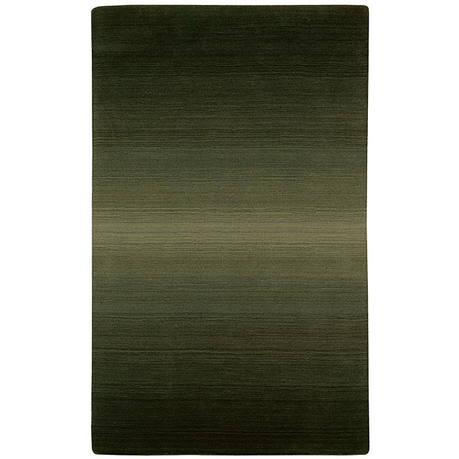 Hand tufted Green Stripe Wool Rug (8 x 11)