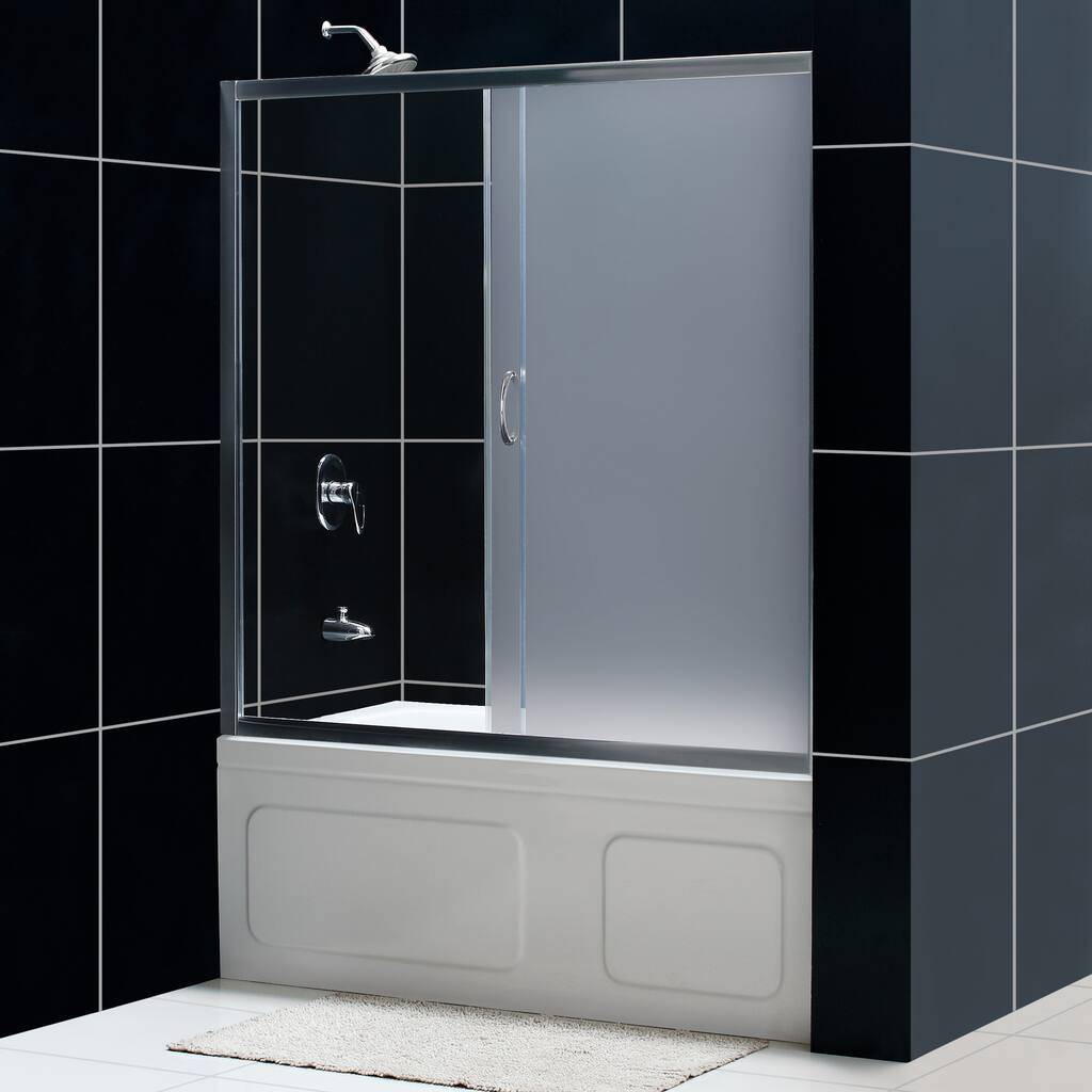 DreamLine Infinity 60-inch Frosted Glass Tub Sliding Shower Door