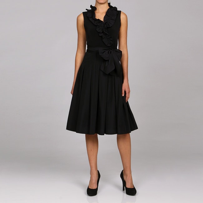 Jessica Howard Women's Black Ruffle-neck Dress - Free Shipping Today ...