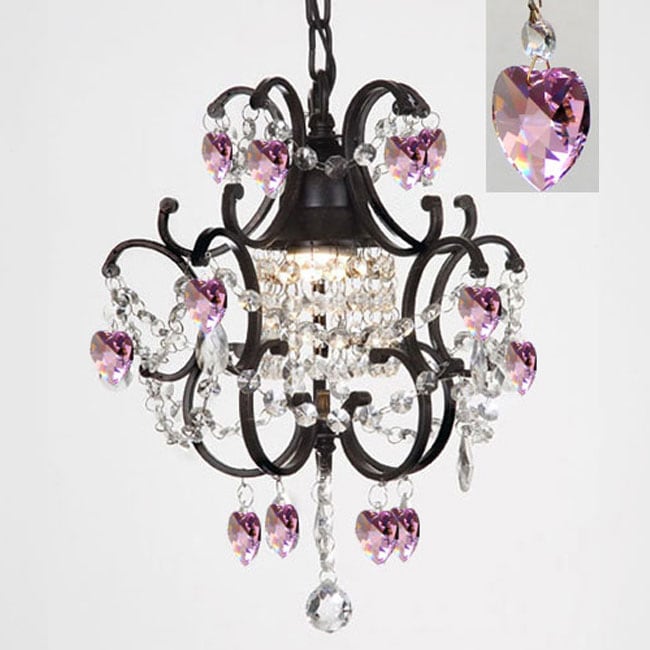 Versailles 1 light Black/ Crystal Hearts Mini Chandelier