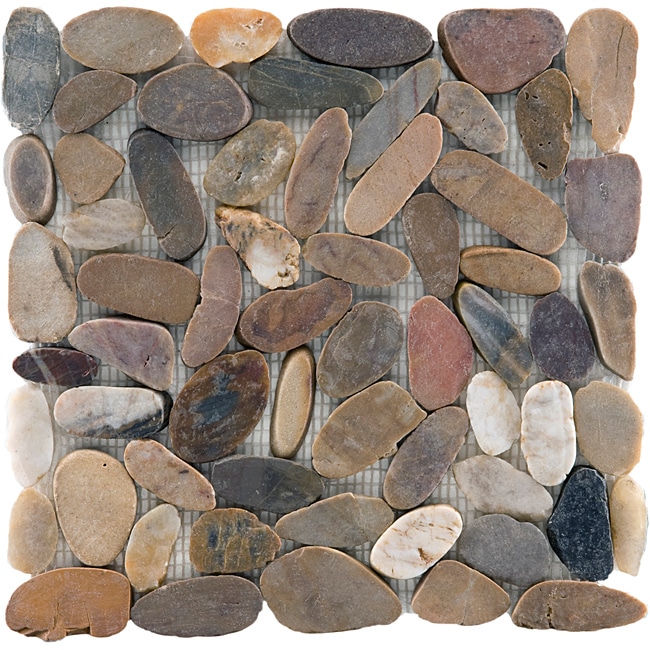   75x11.75 in Riverbed Flat Multi Natural Stone Mosaic Tile (Pack of 10