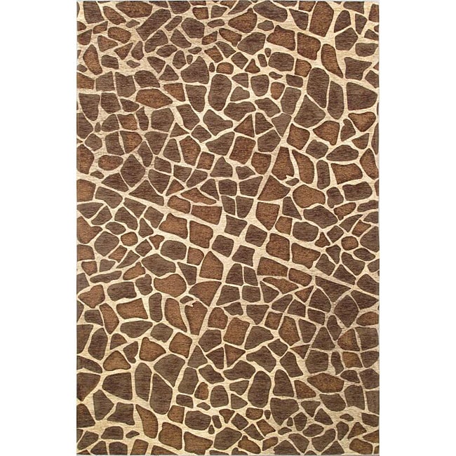 Giraffe Mosaic Brown Rug (51 x 76)