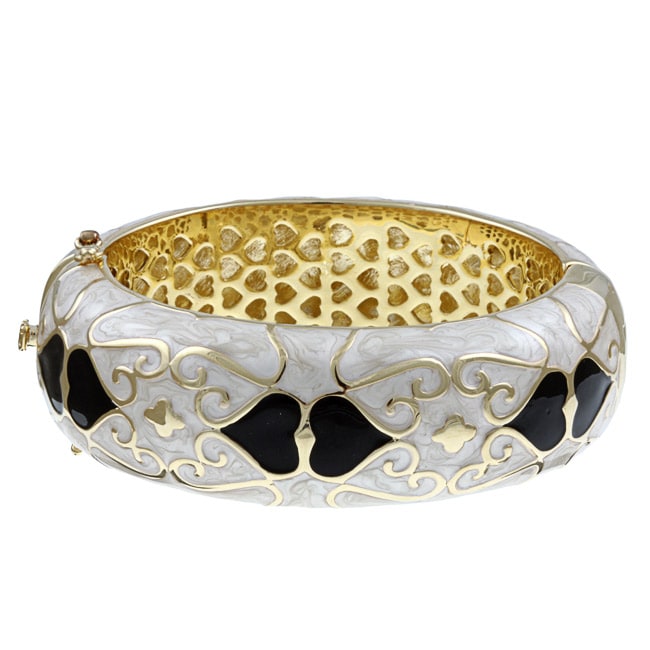 Lauren G. Adams Goldtone Brass Enamel Heart Bangle  