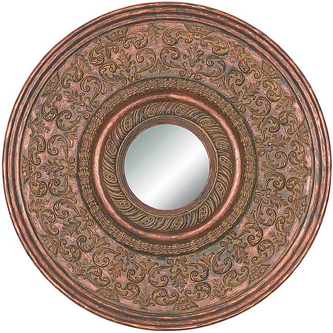 Round Framed Cherry Gold Wall Mirror