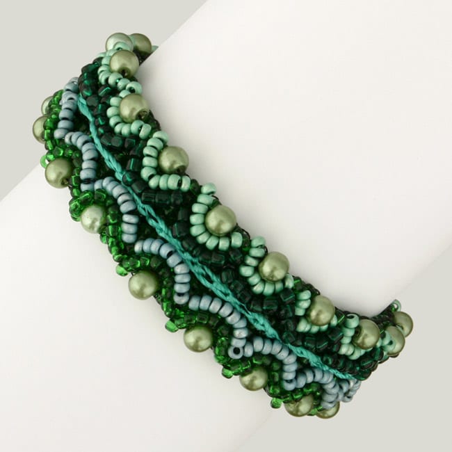 Glass and Crystal Corina Emerald Isle Bracelet (Guatemala)   