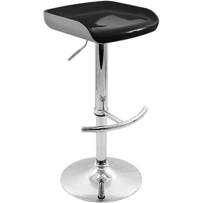 Shiny Chrome Adjustable Silver/ Black Barstool