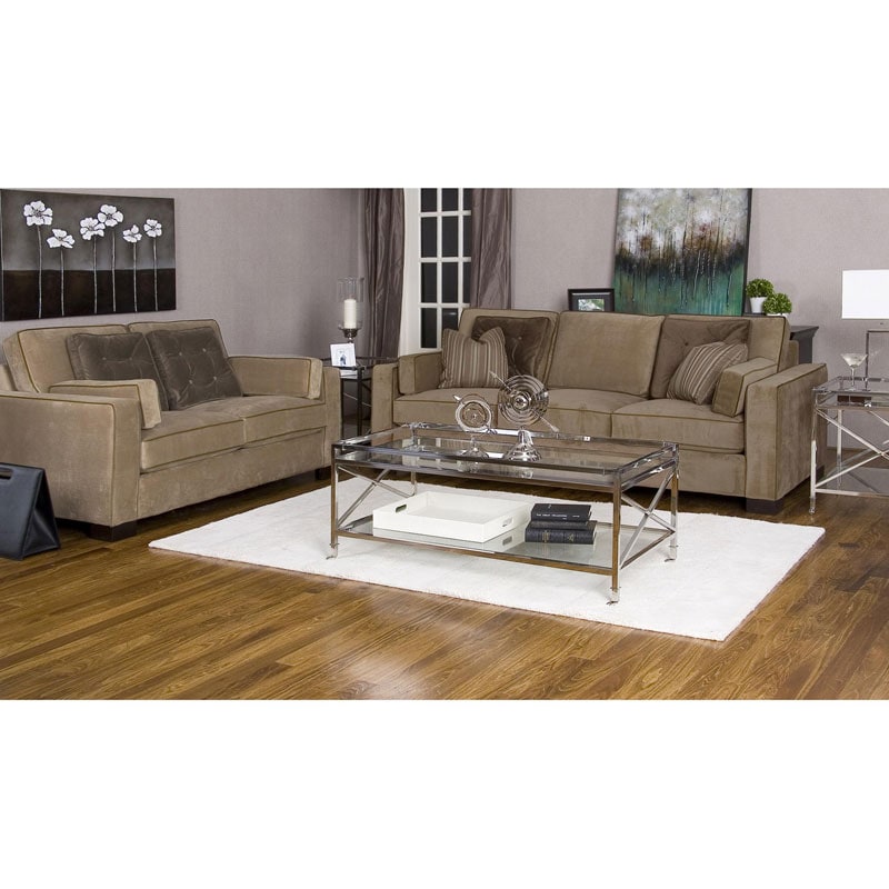 Tuscany Camel Fabric Velvet Sofa and Loveseat