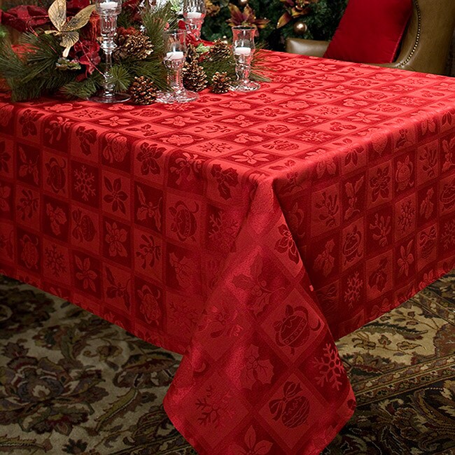 Christmas Melody Holiday Damask Oblong Tablecloth 60x84 Inches - Free ...