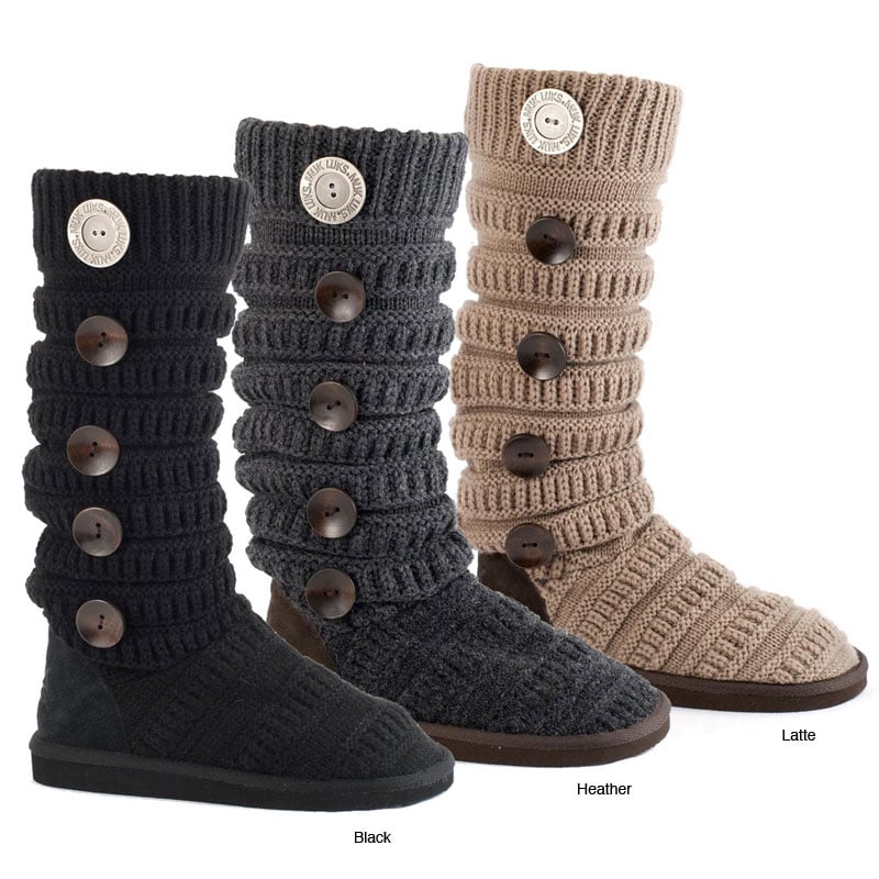 Muk Luks Womens Textured Knit Boots  