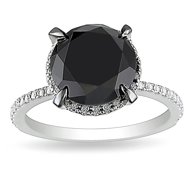 10k White Gold 4 3/4ct TDW Black and White Diamond Ring (G H, I2 I3 