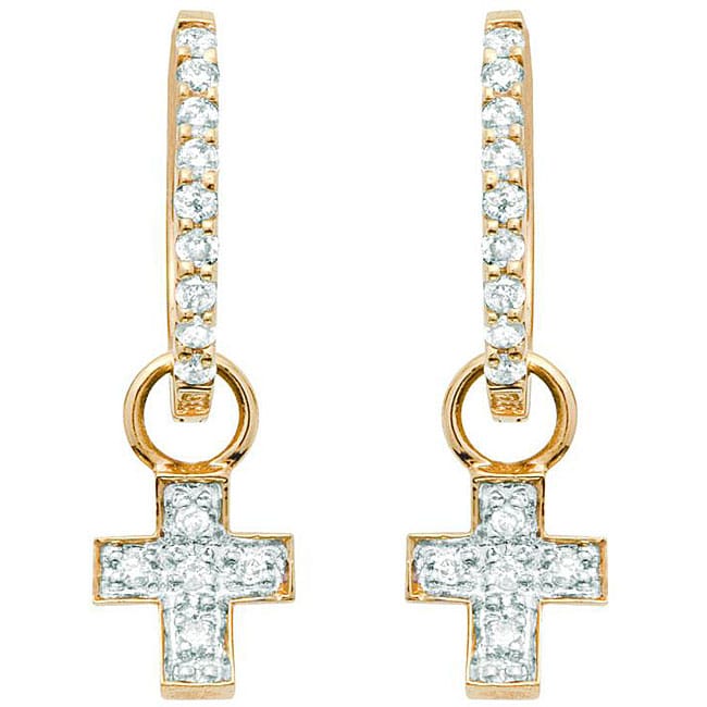 14k Yellow Gold 1/4ct TDW Diamond Cross Charm Earrings (H I, I1 I2 