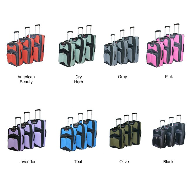 Concord Polo Club Lightweight 3 Piece Designer Luggage Set   