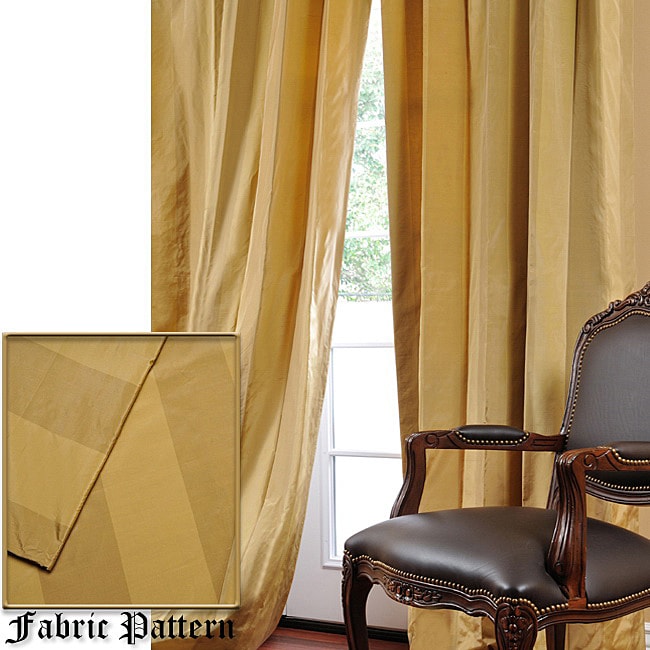 Faux Silk Taffeta Gold/ Tan Stripe 108 inch Curtain Panel