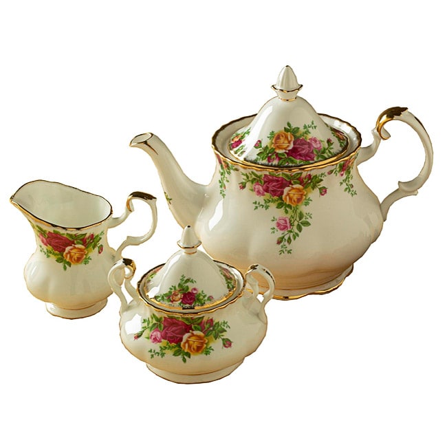 Royal Albert Old Country Roses 3-piece Tea Set - On Sale - Bed