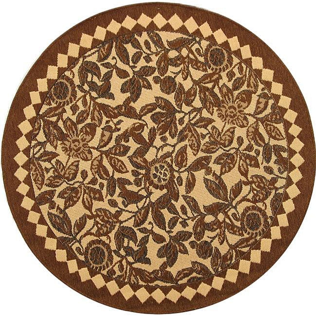 Indoor/ Outdoor Natural/ Brown Rug (67 Round)