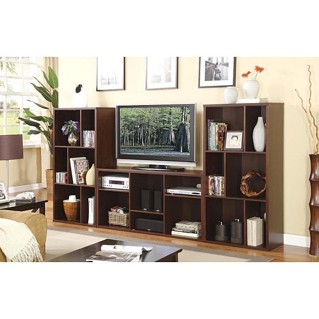 Cappuccino Plasma LCD TV Stand Entertainment Console with Shelves 