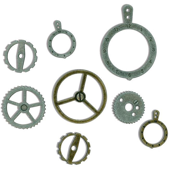 7 Gypsies Industrial Metal Gears 14 piece Charm Set