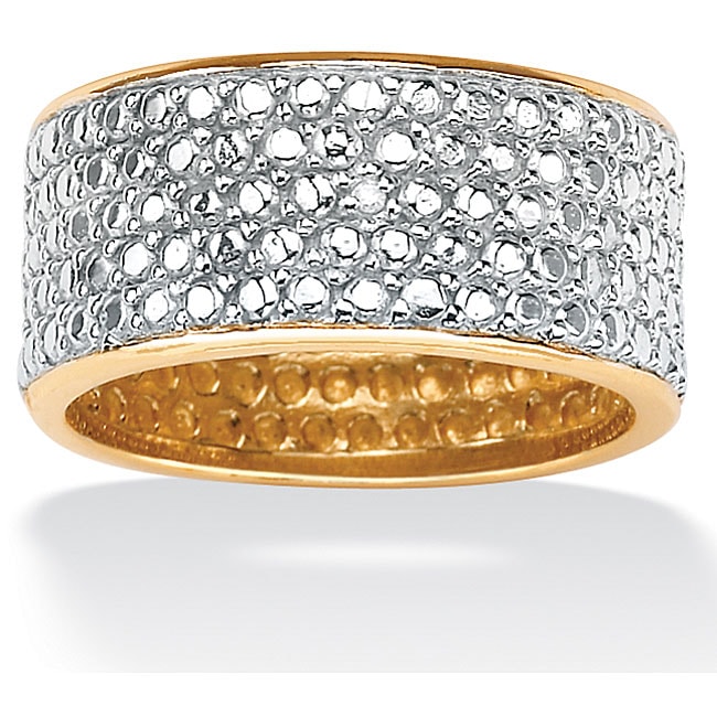 10k Gold over Silver Diamond Accent Pave Eternity Ring  