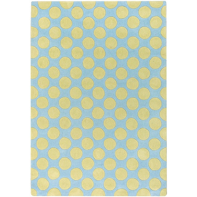 Hand tufted Lemon Drops Light Blue Poly Acrylic Rug (3'x5') 3x5   4x6 Rugs