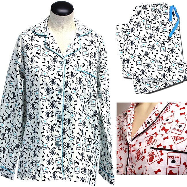 Leisureland Women's Dog Print Flannel Pajamas Free Shipping On Orders