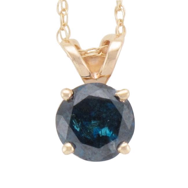 14k Yellow Gold 3/4ct TDW Blue Diamond Pendant